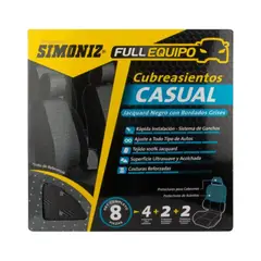 SIMONIZ - Cubreasientos Jacquard Casual Negro&Gris - 8 Piezas