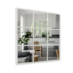 ALIK DISEÑO - Espejo Cuadrado Con Marco Metálico Blanco 80x80cm