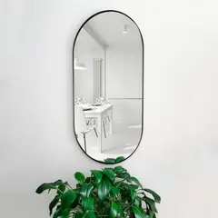 ALIK DISEÑO - Espejo Ovalado Decorativo Con Marco Metálico Negro 40x90cm