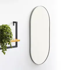 ALIK DISEÑO - Espejo Ovalado Decorativo Con Marco Metálico Plateado 40x90cm