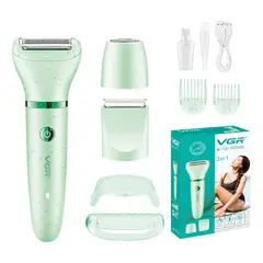 GENERICO - Máquina de Afeitar V-735 VGR Eléctrica 3 en 1 para Mujer Verde