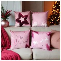 HOGARETO - Cojines De Navidad Set X 4 Incluye Relleno y Funda Con Cierre 561