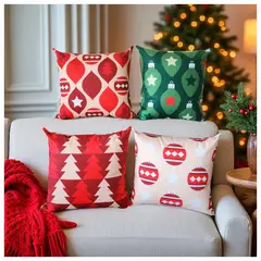 HOGARETO - Cojines De Navidad Set X 4 Incluye Relleno y Funda Con Cierre 563