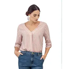 LEONISA - Blusa manga 34 con charretera no funcional