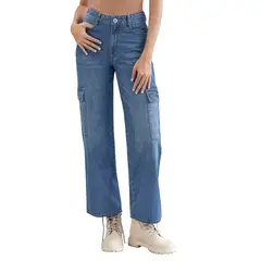 LEONISA - Jean bota ancha con bolsillos laterales funcionales