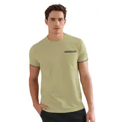 LEO - Camiseta manga corta con puños tejidos