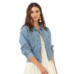 LEONISA - Chaqueta manga larga con recogido en puños