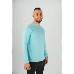 MANPOTSHERD - Camiseta Manga Larga Hombre Azul Claro