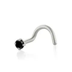 AGHA JEWELRY - Titanio Piercing Nostril Curvo Prong set con CZ para Nariz