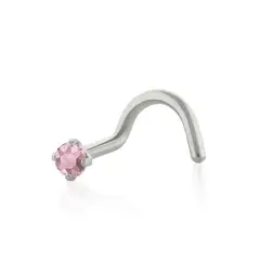 AGHA JEWELRY - Titanio Piercing Nostril Curvo Prong set con CZ para Nariz
