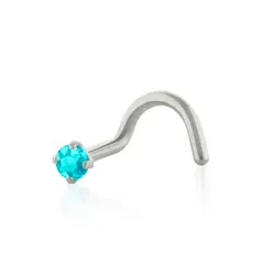 AGHA JEWELRY - Titanio Piercing Nostril Curvo Prong set con CZ para Nariz
