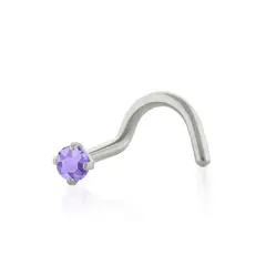 AGHA JEWELRY - Titanio Piercing Nostril Curvo Prong set con CZ para Nariz