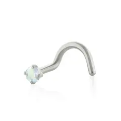 AGHA JEWELRY - Titanio Piercing Nostril Curvo Prong set con CZ para Nariz