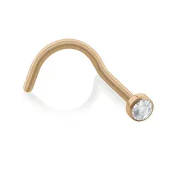 AGHA JEWELRY - Titanio Piercing Nostril Curvo Platizado con CZ para Nariz