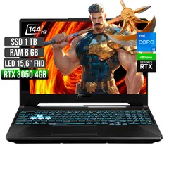 ASUS - TUF INTEL CORE I5-12500H RTX 3050 4GB SSD 1TB RAM 8GB LED 15,6 FHD 144Hz