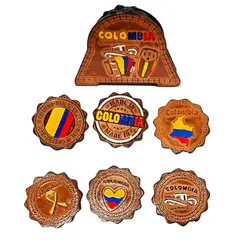 GENERICO - Portavasos X 6 Unidades Artesanías Colombiana Cuero Detalles