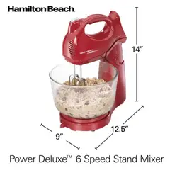 HAMILTON BEACH - Batidora Manual/pie Roja 6 Velocidades