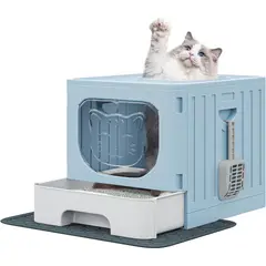 GENERICO - Arenera Plegable Duocolor Gatos Dos Entradas Y Cajonera