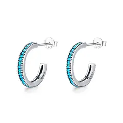 ALHAJAS - Aretes Aros Topos Para Niña O Mujer Turquesas En Plata 925_.