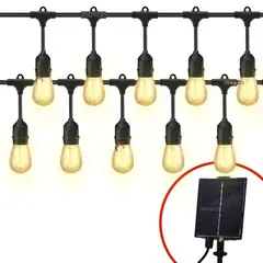 ZOCOCIO - Cadena De 10 Bombillos Clásicos Decorativos Con Panel Solar