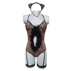 GENERICO - Disfraz sexy Felina Animal Print Sensual lencería erótica Leopardo