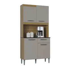 AKIVOY - Alacena Livia 4 Puertas Color Damasco/Offwhite