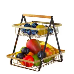 GENERICO - Frutero De Mesa Vialambre Sas, Alambre, 1 Unidad, 2 Canastas dorado