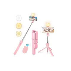 GENERICO - Palo Selfie Inalámbrico Con Bluetooth Y Luz Acero Inoxidable