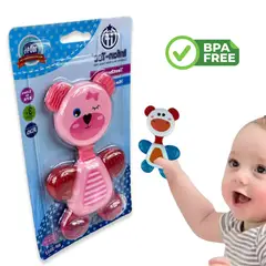BOOGY - Llamadientes encias mordedor bebe silicona Oso Rosa