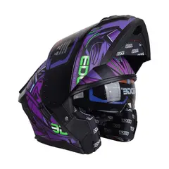 EDGE HELMETS - Casco Edge Abatible Steelix Morado Certificado DOT - ECE - Violeta - M