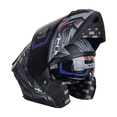 EDGE HELMETS - Casco Edge Abatible Steelix Gris Certificado DOT - ECE - Gris oscuro - L