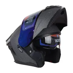 EDGE HELMETS - Casco Edge Abatible Boston Diseño Carbón Certificado DOT I ECE - Negro - S
