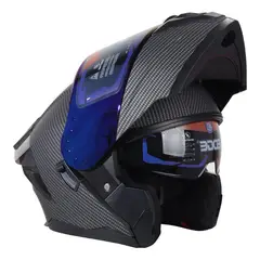 EDGE HELMETS - Casco Edge Abatible Boston Diseño Carbón Certificado DOT I ECE - Negro - L