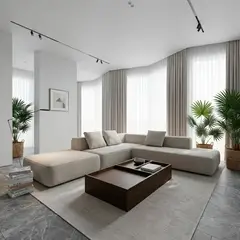 GENERICO - Elegantes Muebles Modernos en L Sala con Sofá esquinero Blanco y puff