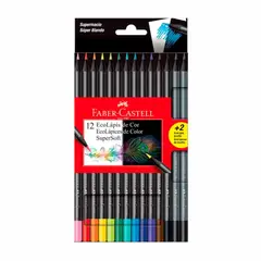 FABER CASTELL - Colores Super Soft X12 + 2 Lápices de Grafito