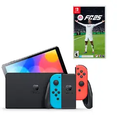 NINTENDO - Consola Switch Oled Neon Con Juego Fc 25 Fisico