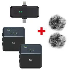 ONE PIXEL - Micrófono De Solapa SX31 Doble Iphone Tipo C Incluye Antipop Peluche