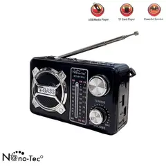 NANOTEC - Radio Portátil Recargable Con Bluetoothamfmsd + Linterna