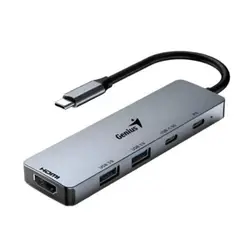 GENIUS - Hub Uh-500 5 En 1 Usb Tipo C A GRIS