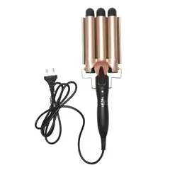 DANKI - Pinza Sirena Rizador Cabello Ondulador 3 Tubos Encrespador Dorado