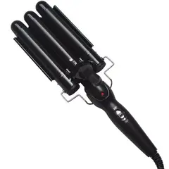 DANKI - Pinza Sirena Rizador Cabello Ondulador 3 Tubos Encrespador Negro