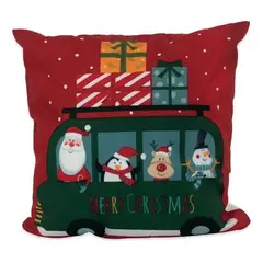 DIMATEX LEON - Funda Cojín Navideño Decoración Navidad 45x45cm Carrito