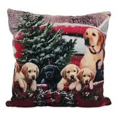 DIMATEX LEON - Funda Cojín Navideño Decoración Navidad 45x45cm Labradores