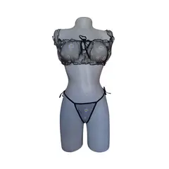 GENERICO - Conjunto sensual ropa interior en transparencia tanga hilo Sexy