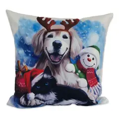DIMATEX LEON - Funda Cojín Navideño Decoración Navidad 45x45cm PerroYGato