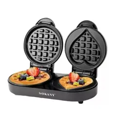 SOKANY - Waflera Doble Eléctrica Antiadherente 2 en 1