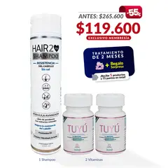 HAIR2YOU - Tratamiento contra la caída del cabello x 2 Vitaminas + Shampoo