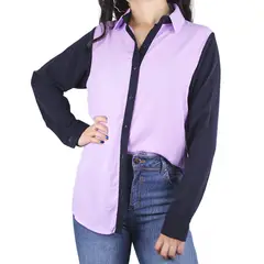LEC LEE - Blusa cuello camisero para mujer - Lila