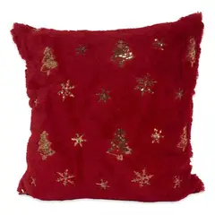 DIMATEX LEON - Funda Cojín Navideño Peludo Decoración Navidad 45x45cm Rojo