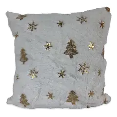 DIMATEX LEON - Cojín Navideño Peludo Decoración Navidad + Relleno 45x45cm Blanco